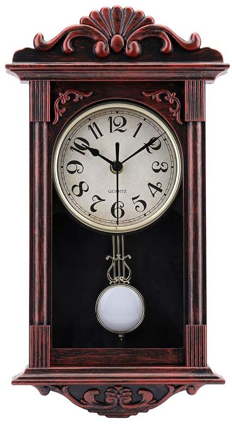 Amazon.com: jomparis Pendulum Wall Clock Retro Quartz Decorative Battery Operated Wall Clock for Home Kitchen Living Room-16 Inch-Red Bronze: Kitchen & Dining Wall Clock Retro, Decorate Living Room, Wall Clock Classic, Pendulum Wall Clock, Retro Wall Clock, Pendulum Clock, Diy Clock Wall, Power Colors, Old Clocks