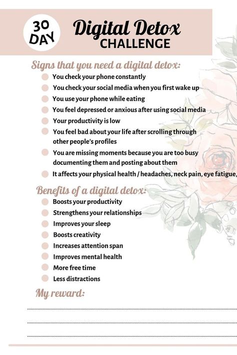 Digital Detoxing, Digital Detox Challenge, Phone Detox, Detox Day, Detox Challenge, Detox Plan, Boost Creativity, Digital Detox, Daily Challenges