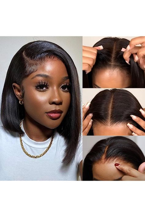 AILICEEHR Wear And Go Glueless Wigs Bob Wig Human Hair 180 Density 5x5 HD Lace Closure Wigs Human Hair Pre Plucked Upgrade No Glue Pre Cut Ready To Wear Bob Wigs For Black Women Natural Color 12 Inch Glueless Wigs Black Women, Bob Wig For Black Women, Bob Wigs For Black Women, Wigs Bob, Ombre Lace Front, Closure Wigs, Ombre Lace, Glueless Wigs, Natural Black Women