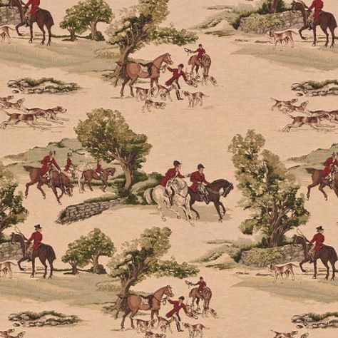 Patterned Curtain and Upholstery Fabric | Horse and Hound The English Hunt Weave from Loome Fabrics Equestrian Prints, Equestrian Style Decor, Cottage Curtains, Tapestry Curtains, Horse Fabric, Toile Wallpaper, Farmhouse Fabric, Equestrian Decor, Buy Fabric Online