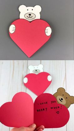 Card Making For Kids, Card Making Kids, February Crafts, Easy Valentine Crafts, Kartu Valentine, Birthday Card Craft, Seni Dan Kraf, Valentine Cards Handmade, Valentine Crafts For Kids