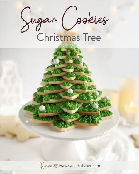 #christmas #dessert #ideas #cookie #foodphotography #sugar Sugar Cookies Christmas, Christmas Dessert Ideas, Butter Cookies Christmas, Sugar Dough, Chocolate Chip Blondies, 3d Christmas Tree, Favorite Cookie Recipe, Tree Cookies, Christmas Tree Star