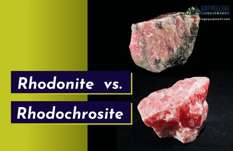 Rhodonite vs. Rhodochrosite: What Are the Differences? Rhodonite Vs Rhodochrosite, Red Color, Gray Color, Texture, Crystals, Red, Pink, Color