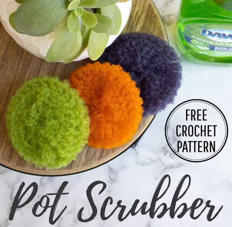 Crochet Pot Scrubbers, Scrubby Yarn Crochet Patterns, Crochet Dish Scrubber, Scrubby Yarn Crochet, Scrubbies Crochet Pattern, Crochet Washcloth Pattern, Scrubby Yarn, Crochet Scrubbies, Crochet Pot