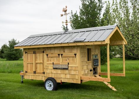 Trailer Chicken Coop Ideas, Chicken Trailer Coop, Mobile Chicken Coop Trailers, Horse Trailer Chicken Coop, Trailer Chicken Coop, Chicken Trailer, Chicken Coop On A Trailer, Chicken Coop On Trailer Frame, Mobile Chicken Coop