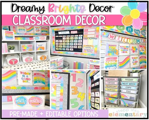 Student Behavior Chart, Brights Classroom Decor, Bright Classroom Decor, Word Wall Displays, Classroom Jobs Display, Bright Classroom, Clock Labels, Teacher Toolbox Labels, Meet The Teacher Template