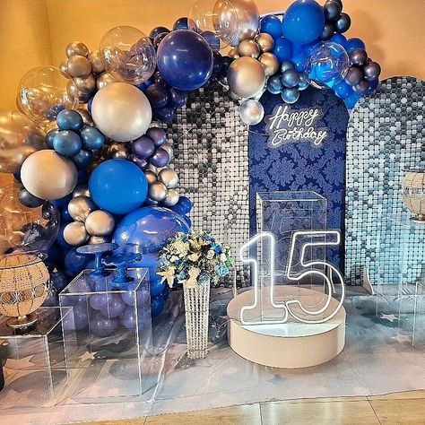 Birthday 15, Blue Birthday Parties, Blue Birthday, Blue Party, Birthday Board, 60th Birthday, Family Reunion, Quince, Sweet 16