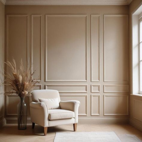 Transform your home decor with our pre-cut wall trim and molding kits that come pre-primed and ready to be painted, perfect for accentuating living rooms, dining rooms, bedrooms, nurseries, offices, hallways, and washrooms. Our products are made from polyurethane which is the most superior molding in the market. 🛍️ What's Included in This Kit: This product includes three panels, featuring three upper panels, three middle panels, and three lower panels.  Choose the width of the trim itself (4 cm Beige Picture Frame Molding, Wall Molding Before And After, Wall Moldings In Living Room, Feature Wall Panelling Living Room, Wall With Trim Design, Living Room Wall Trim Design, Wood Trim Accent Wall Bedroom, Living Room Paneling Walls, Wall Paneling Modern