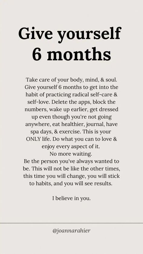 Give Yourself 6 Months, Tenk Positivt, Monthly Challenges, Inspirerende Ord, Glow Up, Self Care Bullet Journal, Vie Motivation, Motiverende Quotes, Positive Self Affirmations