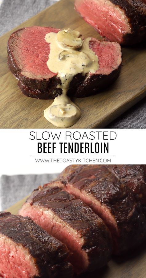 Tenderloin Roast Recipe, Slow Roasted Beef Tenderloin, Tenderloin Recipes Oven, Slow Roasted Beef, Roasted Beef Tenderloin, Beef Tenderloin Recipe, Whole Beef Tenderloin, Loin Recipes, Beef Loin