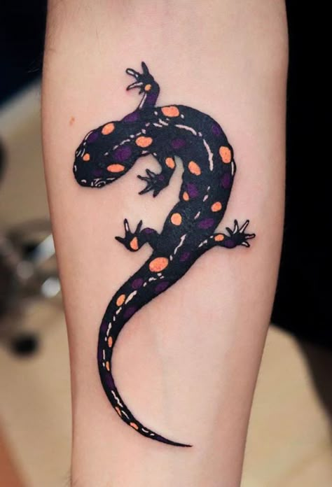 Salamander Tattoo - Get an InkGet an Ink Tiger Salamander Tattoo, Fire Salamander Tattoo, Spotted Salamander Tattoo, Salamander Tattoo Design, Amphibian Tattoos, Japanese Salamander, Appalachia Tattoo, Reptile Tattoo Ideas, Salamander Drawing