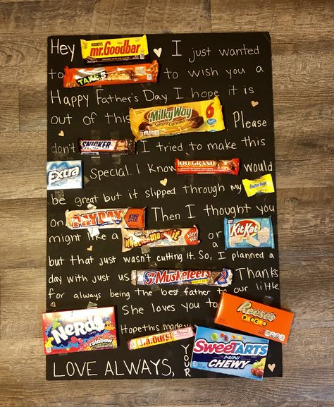 Candy board for Father’s Day Candy Poster Board Fathers Day, Father’s Day Candy Pun, Father’s Day Candy Gifts, Father’s Day Poster Ideas, Fathers Day Candy Poster, Fathers Day Candy Bar Poster, Candy Poster Board, Candy Poems, Candy Birthday Cards