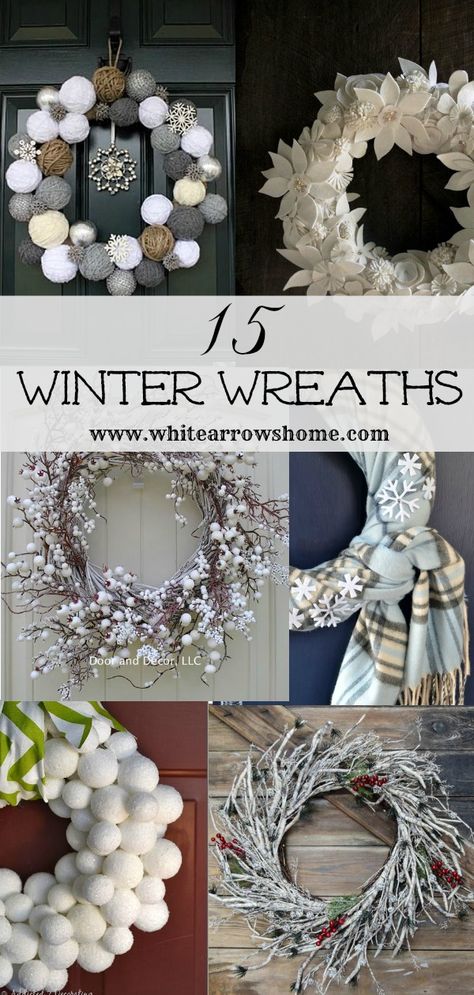 Creative Wreath Ideas, January Wreath Ideas, January Wreath, Christmas Eve Service, Winter Door Decorations, Winter Wreath Diy, White Christmas Wreath, Creative Wreaths, Winter Wreaths