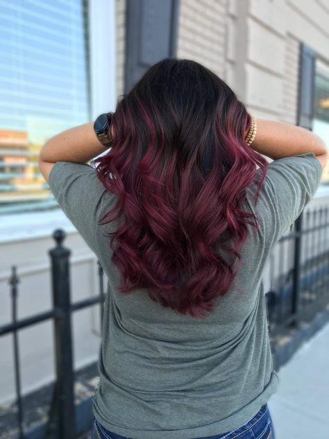 Deep Maroon Hair, Cherry Brunette, Wine Red Hair Color, Ombre Hair Color Ideas, Wine Hair Color, Magenta Hair, Wine Red Hair, Wine Hair, Long Human Hair Wigs