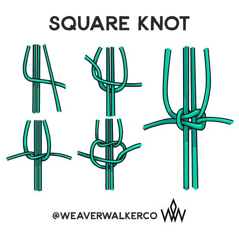 Square Knot Tutorial, Knot Illustration, Tie A Square Knot, Macrame Simple, How To Tie Knots, Macrame Square Knot, Macrame Fashion, Simpul Makrame, Knot Macrame