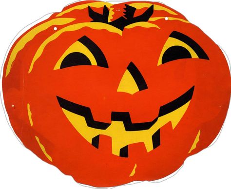 1935 Dennison 'Jack-O-Lantern' Die Cut Decoration. Part of a 7 Piece 'Hallowe'en Jack-O-Lantern Swag Decoration' Set. Sizes: 8 1/2" to 16" Nightmare Before Christmas Characters, Witch Painting, Vintage Halloween Images, Lantern Swag, Creepy Halloween Decorations, Orange Candle, Childhood Movies, Halloween Jack O Lanterns, Halloween Icons