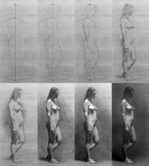 Luca-Demo process. http://drawpaintsculpt.com/the-basics/figure-drawing/ Figure Drawing Steps Reference, Classic Figure Drawing, 2 Figure Drawing, Human Figure Drawing Techniques, Classical Figure Drawing, Old Masters Drawings Sketches Study, Basic Sketch Ideas, Portrait Drawing Practice, Basic Figure Drawing