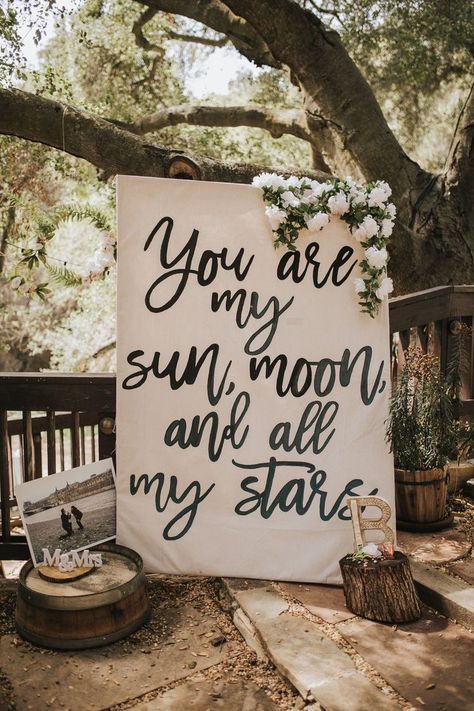 To The Moon And Back Wedding, Night Wedding Ideas, Wedding Welcome Sign Ideas, Celestial Themed Wedding, Moon Wedding Theme, Welcome Sign Ideas, Starry Night Wedding Theme, December Wedding Dresses, Celestial Wedding Theme