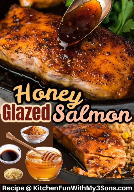 Honey Salmon Recipes, Honey Soy Salmon, Honey Glazed Salmon Recipe, Salmon Recipes Oven, Tuscan Salmon Recipe, Oven Salmon, Salmon Baked, Honey Glazed Salmon, Salmon Glaze Recipes