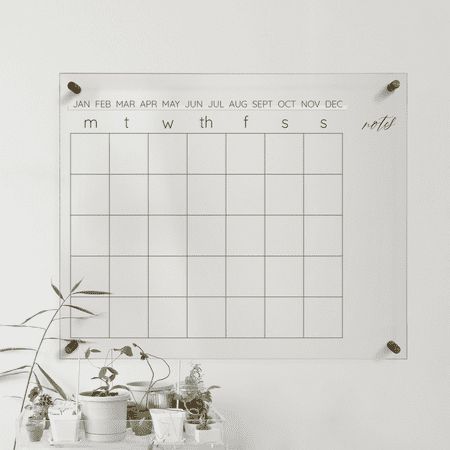 Is this your year to get organized? Then we can help! Our acrylic clear dry erase monthly wall calendar is the perfect stylish addition to your home office while still being functional. Each calendar comes with one black dry erase marker, gold aluminum standoff hardware, and an installation infographic for easy hanging. Size: None.  Color: Multicolor. Dry Easer Board Calendar, Home Office Calendar Wall, Cute Wall Calendar, Calendar In Kitchen, Acrylic Calendar Wall, Chalk Calendar, College Dorm Necessities, Pinboard Ideas, Calendar Acrylic