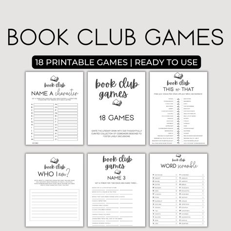 Book Party Games Adults, Book Club Party Games, Book Games Adults, Book Club Games Activities, Book Club Activities For Kids, Book Retreat, Book Club Ice Breakers, Book Club Meeting Ideas, Bookish Games