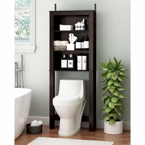 Furinno Indo Open Bath Cabinet | Hayneedle Complete Bathroom Remodel, Diy Bathroom Storage Ideas, Slim Bathroom Storage, Ideas Baños, Bath Cabinet, Toilet Room Decor, Bathroom Storage Units, Small Toilet Room, Toilet Shelves