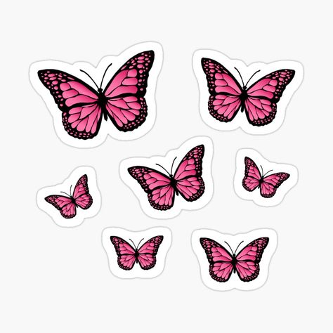 Butterfly Journal Ideas, Butterfly Stickers Free Printable, Butterfly To Print, Butterfly Stickers Printable, Pink Butterfly Sticker, Butterflies Stickers, Stickers Butterfly, Mariposa Butterfly, Bolo Barbie