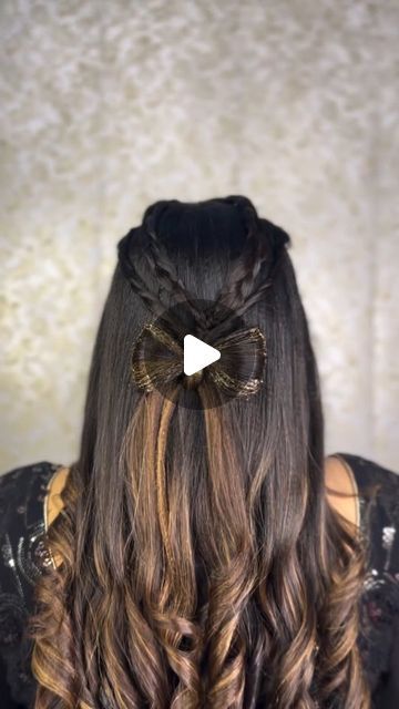 Hairstyle For Party Wear Gown, Lehenga Hairstyles, Hairstyles For Gowns, Wedding Hairs, Party Wear Gown, Open Hairstyles, Hair Artist, Bow Hairstyle, Wedding Hairstyles Half Up Half Down