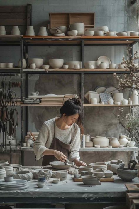 38 Pottery Studio Spaces Where Minimalist Design Sparks Maximum Creativity (Concept Interiors) Ceramic Workshop, Pottery Workshop, Tanah Liat, Clay Studio, Concept Photos, Studio Setup, Studio Ideas, Ceramic Studio, Pottery Designs