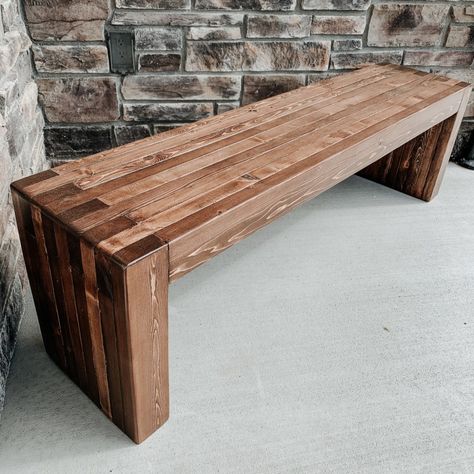 1x4 Wood Bench Diy, Scrap Wood Bench Diy, Porch Bench Ideas, Front Porch Bench Ideas, Diy Front Porch Bench, 2x4 Table, Entry Bench Diy, Dinign Room, Wood Bench Entryway