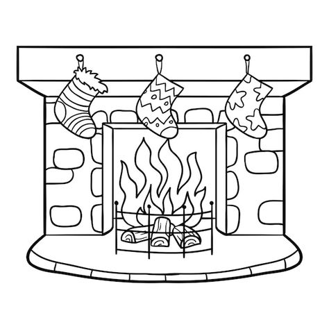 Christmas Chimney, Online Coloring Pages, Christmas Fireplace, Christmas Stamps, Christmas Coloring Pages, Christmas Activities, Colouring Pages, Christmas Printables, Coloring Sheets