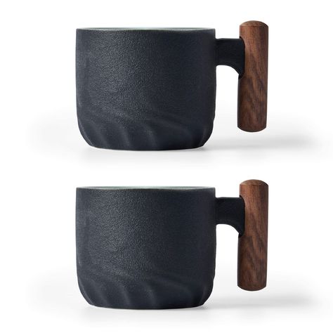 PRICES MAY VARY. Size and Volume: 2.08 inches x 1.85 inches tall. 80ml or 3oz capacity. The cup is perfect for sipping tea, coffee or any other hot beverage. Material: The coffee cup is made of ceramic with wooden handle. Delicate design: The Japanese handmade tea cups have a exquisite style and design. Tea cups sit lightly in the hand, they can bring you a feeling of delight while enjoying tea or coffee. Occasions: These tea cups are suitable for office, study, balcony or in your garden and are Rustic Coffee Mugs, Cute Espresso Cups, Espresso Cup Ceramic, Wooden Mugs, Espresso Cups Ceramic, Ceramic Espresso Cups, Wooden Cups, Cups For Coffee, Ceramic Tea Cups