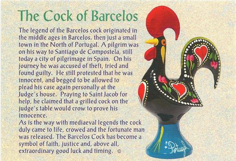 Barcelos Rooster - a symbol of faith, justice, and good luck :) Portugal Symbols, Portuguese Symbols, Portugal Rooster Tattoo, Rooster Zodiac, Portuguese Tattoo, Portuguese Rooster, Chicken Tattoo, Luck Symbols, Tube Crafts