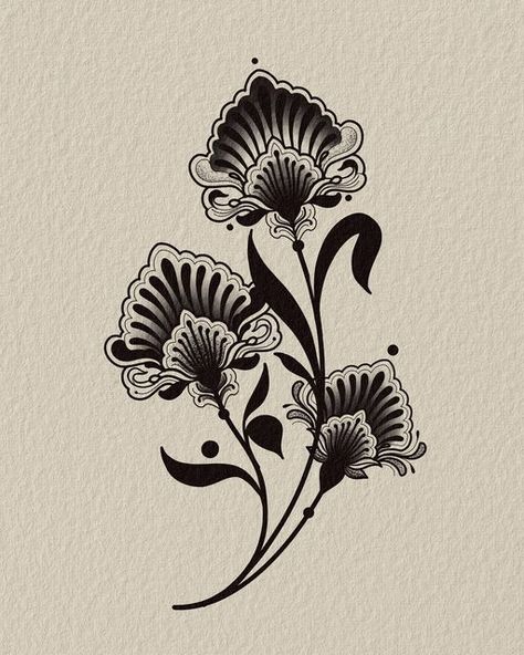 Tato Tradisional, Art Deco Tattoo, Art Nouveau Tattoo, Nouveau Tattoo, Traditional Tattoo Flowers, Muster Tattoos, Tato Lengan, Tattoo Portfolio, Black Ink Tattoos