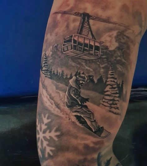 Snowboarding Tattoo Ideas For Men, Snowboard Tattoo, Tattoo Christian, Cool Arm Tattoos, Tattoo Inspiration Men, Mountain Tattoo, Arm Tattoos, Arm Sleeve, Color Tattoo