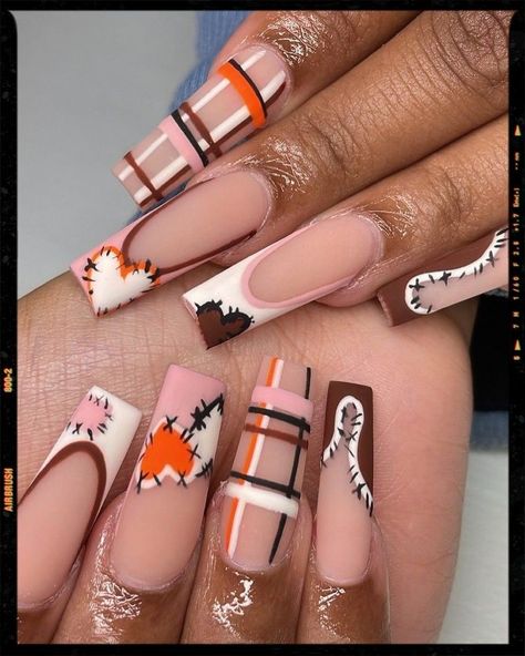 Transform your nails into works of art with our exquisite Fall Nail Art Designs! 🍂✨ Embrace the enchanting beauty of autumn with a stunning array of colors, patterns, and styles that will elevate your manicure game. From cozy sweater-inspired designs to elegant fall foliage, these nail art ideas capture the essence of the season. Explore the warmth of rich hues, playful accents, #FallNailArt #AutumnElegance #NailDesignInspiration 🍂✨ Fall Nails 2023 Thanksgiving, Halloween And Thanksgiving Nails, Fall Medium Nails Acrylic, Thanksgiving Color Nails Acrylic, Fall Time Nails Acrylic, Fall Patch Nails, Fall Freestyle Nails Acrylic, Boujee Fall Nails, November Nail Inspo Short