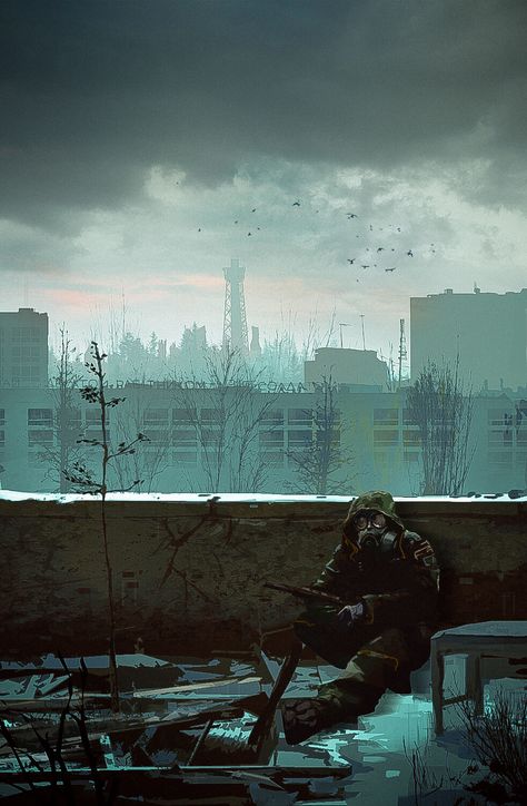 ArtStation - Stalker_Rooftop Rest, Dmitry Vishnevsky Apocalypse Landscape, Dystopian Art, Nuclear Apocalypse, Apocalypse Aesthetic, Apocalypse World, Post Apocalyptic Art, Apocalypse Art, Post Apocalypse, Fantasy Places