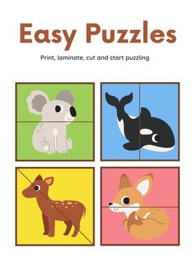 Animals Puzzle Worksheet, Puzzle Worksheet, Birthday Party Decorations For Adults, Easy Animals, Photo Collage Maker, Marketing Logo, Collaborative Learning, Learning Management System, Collage Background