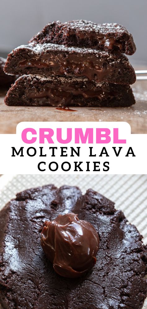 Molten Lava Cookies, Lava Cookies, Crumble Cookie Recipe, Lifestyle Of A Foodie, Chocolate Fudge Sauce, Molten Lava, Gourmet Cookies, Dessert Dips, Fudge Sauce