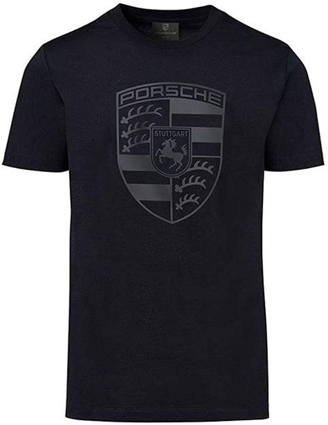 Genuine Porsche merchandise from the Porsche Driver's Selection catalog 100% cotton black shirt with black Porsche crest logo on the chest Porsche Tshirt, Porsche Shirt, Need Money For Porsche, White Tshirt Men, Sporty Shorts, Concept Clothing, Racing Shirts, Men Shirts, Need Money