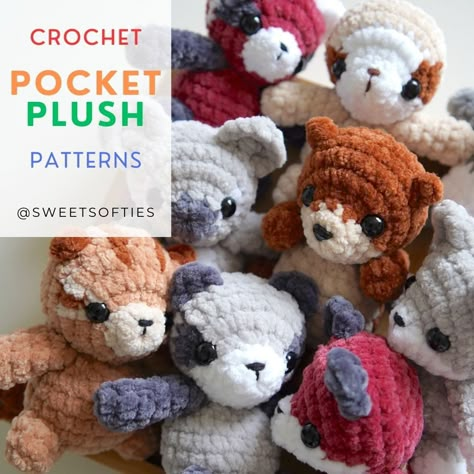 Sweet Softies: sweet softies design animal Mini Crochet Animals, Yarn Animals, Scrap Crochet, Crochet Pocket, Therapy Toys, Mini Amigurumi, Plush Collection, Animal Crochet, Plushie Patterns