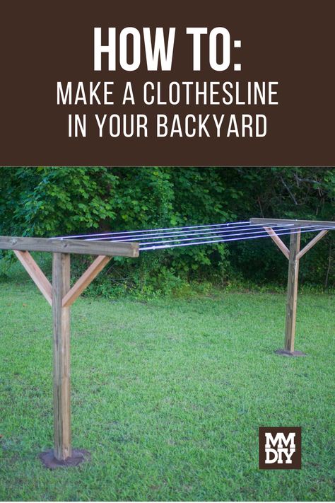 Clothes Lines Ideas Outdoor Diy, Build A Clothesline, Wood Clothes Line, Diy Clothing Line Outdoor, How To Make A Clothes Line Outside, Closeline Ideas Outdoor, Wooden Clothes Line Ideas Outdoor, Wooden Clothes Line, Clothes Drying Line Outdoor