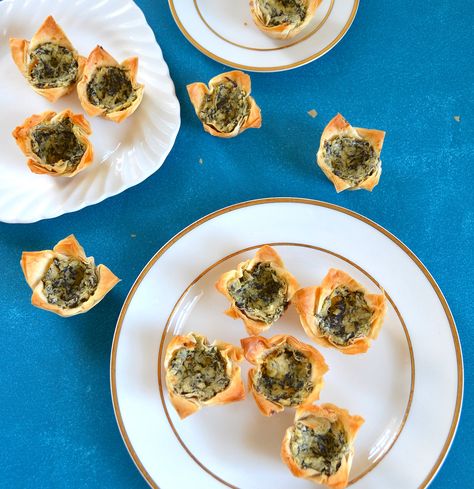 Spinach and Artichoke Phyllo Cups Artichoke Phyllo Cups, Phyllo Cups, Bite Size Appetizers, Mini Muffin Pan, Appetizer Bites, Cooking Games, Artichoke Dip, Spinach Artichoke, Muffin Tin