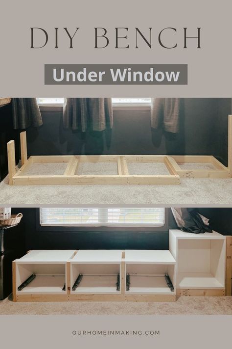 If you want to DIY bench under window that is easy and cheap, this post is for you. I've put together simple steps how to build Modern built-in window bench with storage. Checkout https://ourhomeinmaking.com for free tutorial on how to build a cozy window seat under window. Storage Bench Under Window Living Room, Diy Bench Under Window, Window Seat Ideas Bedroom, Under Window Bench, Window Bench Seat With Storage, Window Bench With Storage, Diy Window Bench, Ikea Window Seat, Bench Seat With Storage