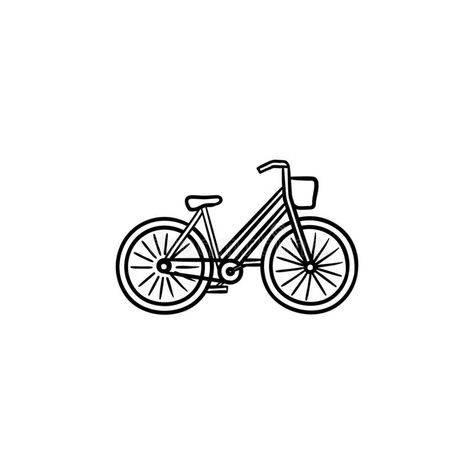 Woman Bike With Basket Hand Drawn Outline Doodle Icon. Stock Vector - Illustration of leisure, biking: 137366462 Bike Drawing Simple, Healthy Drawing, Exercise Graphic, Simple Bike, Bike With Basket, Bike Drawing, Bike Illustration, Retro Bicycle, Cycle Shop