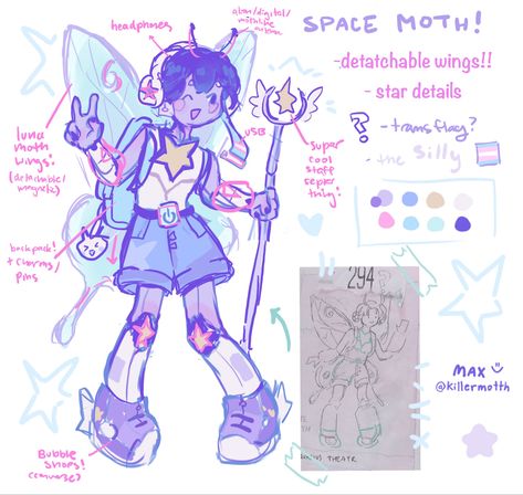 Oc/ doll concept Bug Inspired Ocs, Butterfly Character Design Male, Custom Concept Oc, Butterfly Oc Art, Oc Species Ideas, Space Oc Art, Moth Oc Art, Moth Oc Male, Doll Oc Drawing