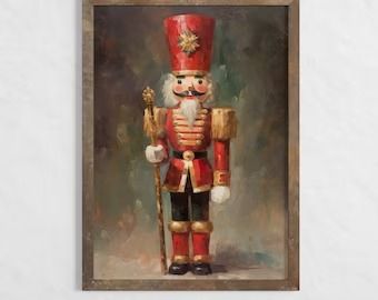 Kallie Volpi's favorite items - Etsy Printable Christmas Decorations, Entryway Art, Christmas Soldiers, Dark Academia Decor, Christmas Painting, Holiday Painting, Art Winter, Winter Print, Christmas Print