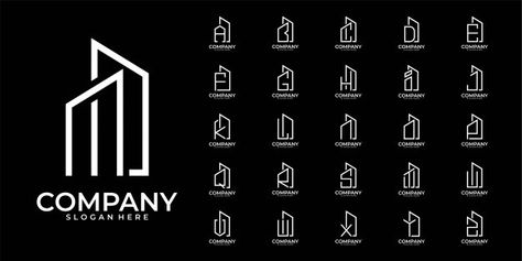 Alphabet building letter a to z logo des... | Premium Vector #Freepik #vector #logo #house #building #home Investment Logo Ideas, Home Logo Design Ideas, Architecture Company Logo, Z Logo Design, Construction Company Logo, Interior Design Logo, Inmobiliaria Ideas, Vector Alphabet, Logo House