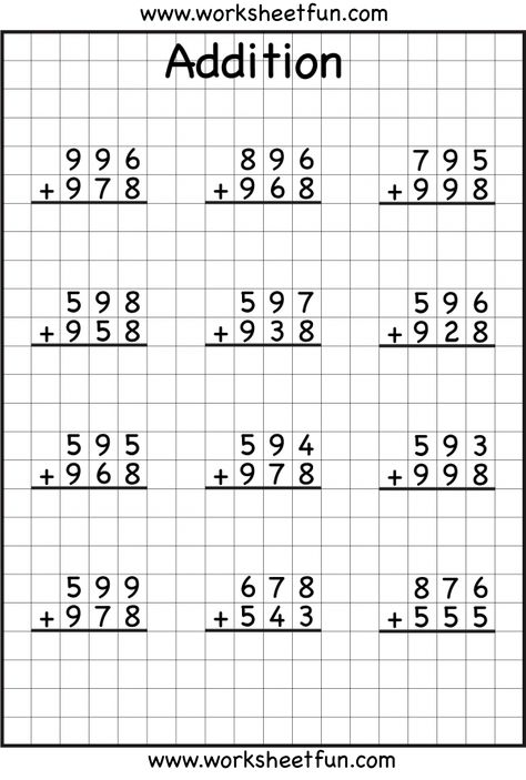 addition with regrouping worksheets...I LOVE that they are on grid paper. This really helps kids keep everything in line!!! Great for review and is available at different grade level abilities! 2 Digit Addition With Carry Over, 2digit Addition With Regrouping, 2 And 3 Digit Addition With Regrouping, 2 Digit Addition Worksheets For Grade 1, Addition With Carrying Worksheets, Addition Two Digits Worksheet, Addition Worksheets 2 Digit, 2nd Grade Math Worksheets Free Printable, 2digit Addition