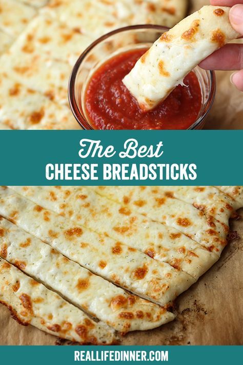 The Best Cheese Breadsticks ~ https://reallifedinner.com Pillsbury Pizza Crust Recipe Ideas, Easy Homemade Cheese Sticks, Easy Breadsticks, Cheese Breadsticks, Cheese Sticks Recipe, Cheese Bread Sticks, Alfredo Sauce Recipe Homemade, Awesome Appetizers, Cheesy Breadsticks